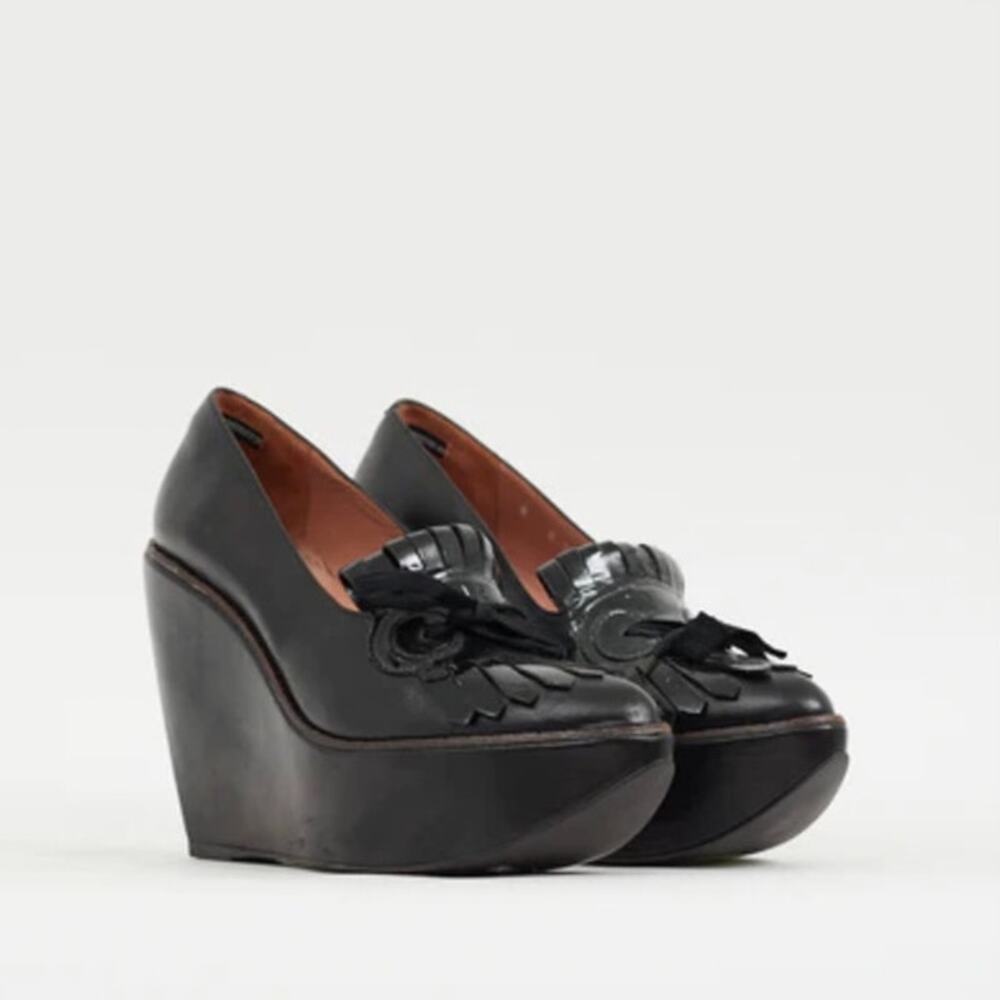 Robert Clergerie Fringe Platform Wedges - Picture 1 of 11
